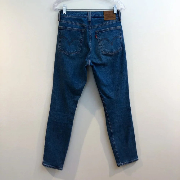 Levi's Wedgie Fit Distressed Skinny High Waist Dark Wash Classic Denim Jeans 25 - Picture 10 of 11